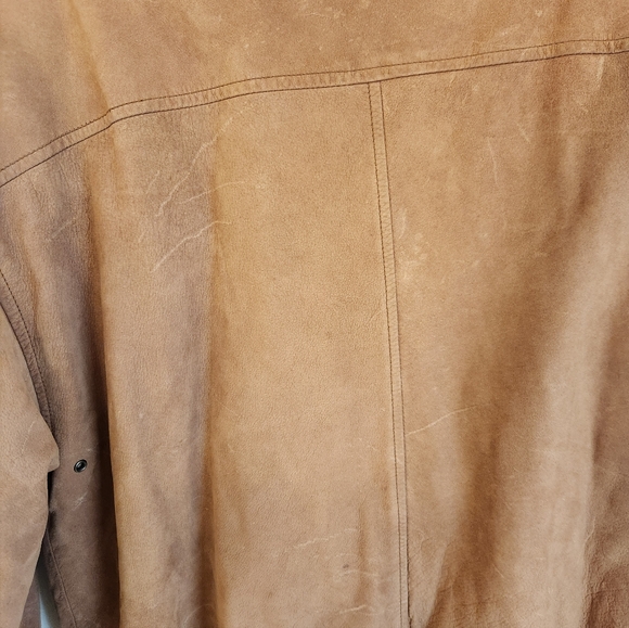 Global Identity Outerwear Genuine Suede Brown Leather Jacket Men's Size L - Picture 6 of 8